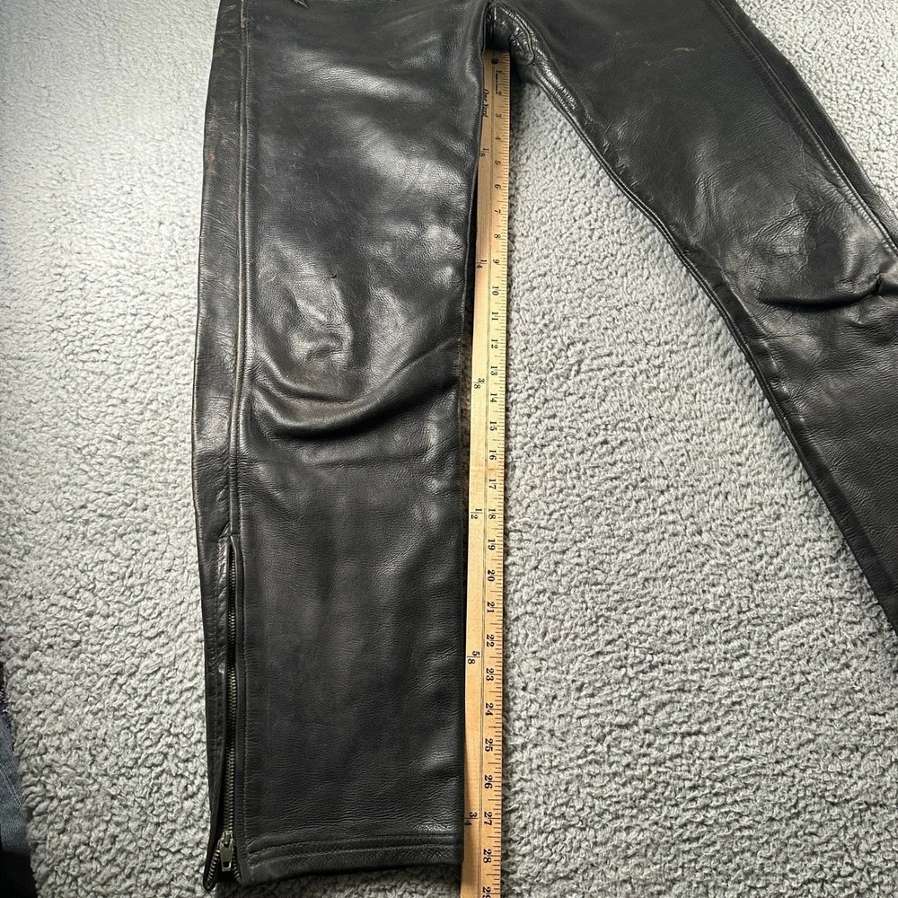 Vintage Langlitz Leathers Motorcycle Pants Mens 30 Black Conmatic Zip Biker 50's